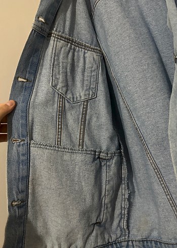 Kadın Gri Mavi Düğmeli Denim Ceket - Görsel 3