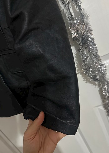 Kadın Siyah Deri ceket - Görsel 4