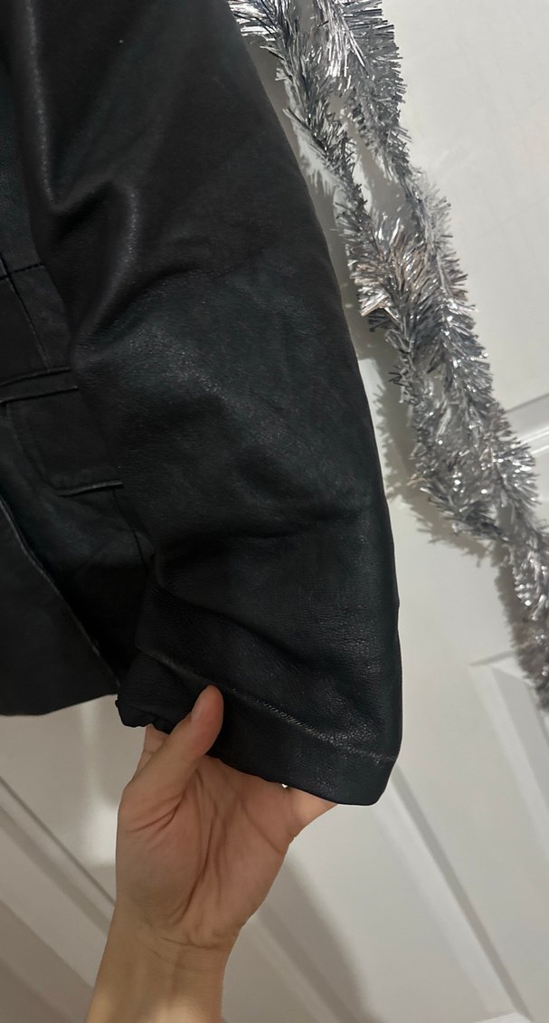 Kadın Siyah Deri ceket - Görsel 4