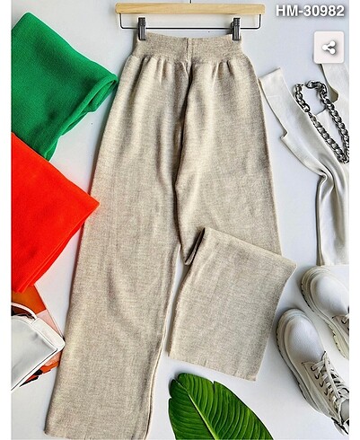 Zara Triko beli lastikli pantolon