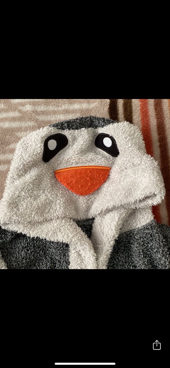 Kapüşonlu Çocuk Bornozu, Gri Desenli - Görsel 2