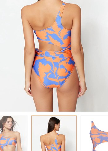 Turuncu Bağlama Desenli Strappy Mini Mayo - Görsel 2