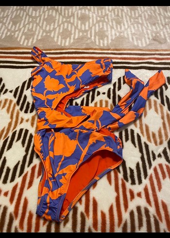 Turuncu Bağlama Desenli Strappy Mini Mayo - Görsel 3