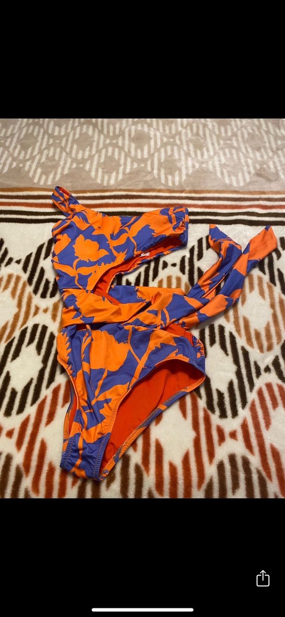 Turuncu Bağlama Desenli Strappy Mini Mayo - Görsel 3