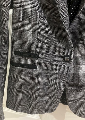 Kadın Gri Düğmeli Blazer Ceket - Görsel 3