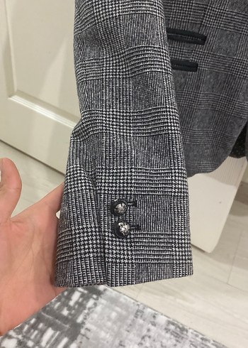 Kadın Gri Düğmeli Blazer Ceket - Görsel 2