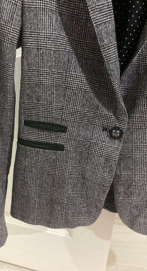 Kadın Gri Düğmeli Blazer Ceket - Görsel 3