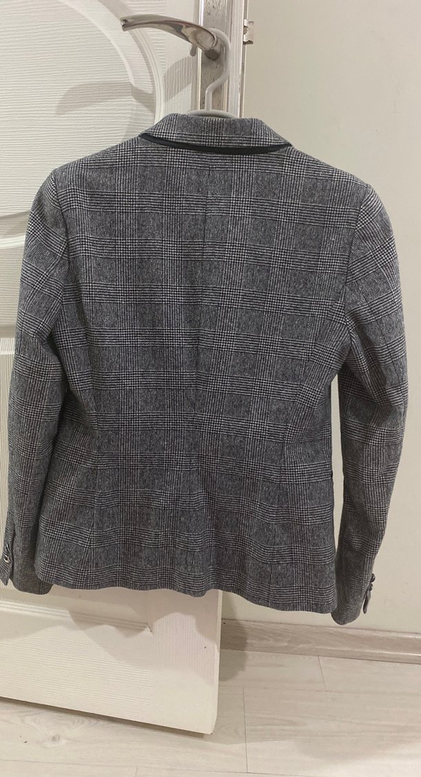 Kadın Gri Düğmeli Blazer Ceket - Görsel 5