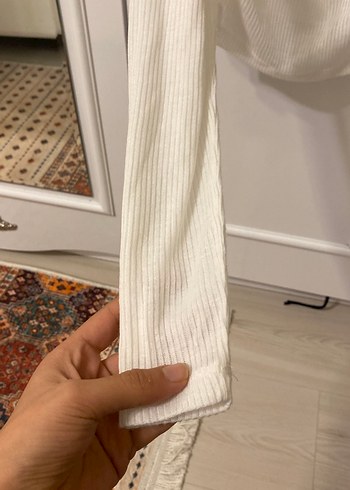 Kadın Beyaz Uzun Kollu Mini Bluz - Görsel 3