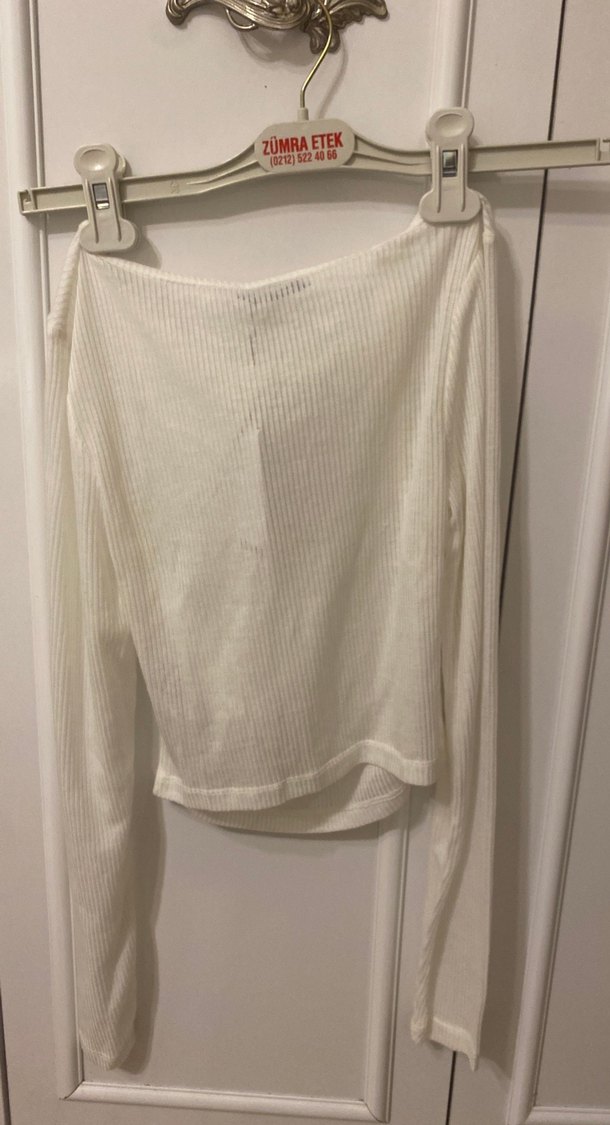 Kadın Beyaz Uzun Kollu Mini Bluz - Görsel 4