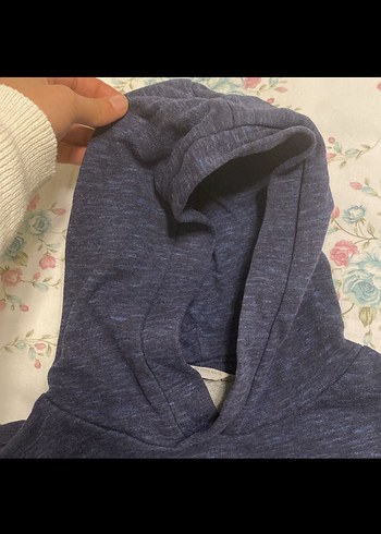 Kapüşonlu Mavi çocuk Sweatshirt - Görsel 4