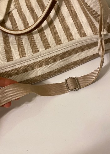 Bej Çizgili Bohem Kadın Çanta - Görsel 5