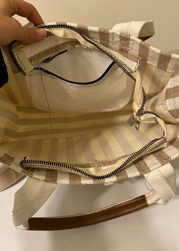 Bej Çizgili Bohem Kadın Çanta - Görsel 3