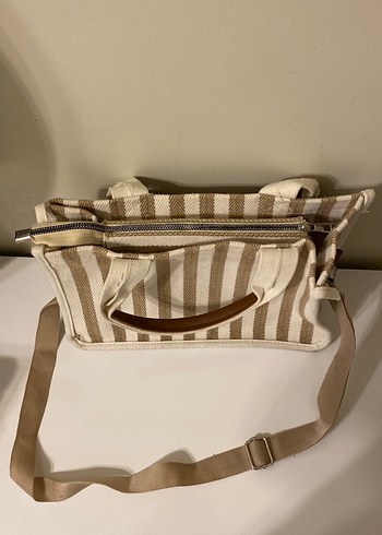 Bej Çizgili Bohem Kadın Çanta - Görsel 6