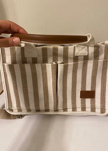 Bej Çizgili Bohem Kadın Çanta - Görsel 2