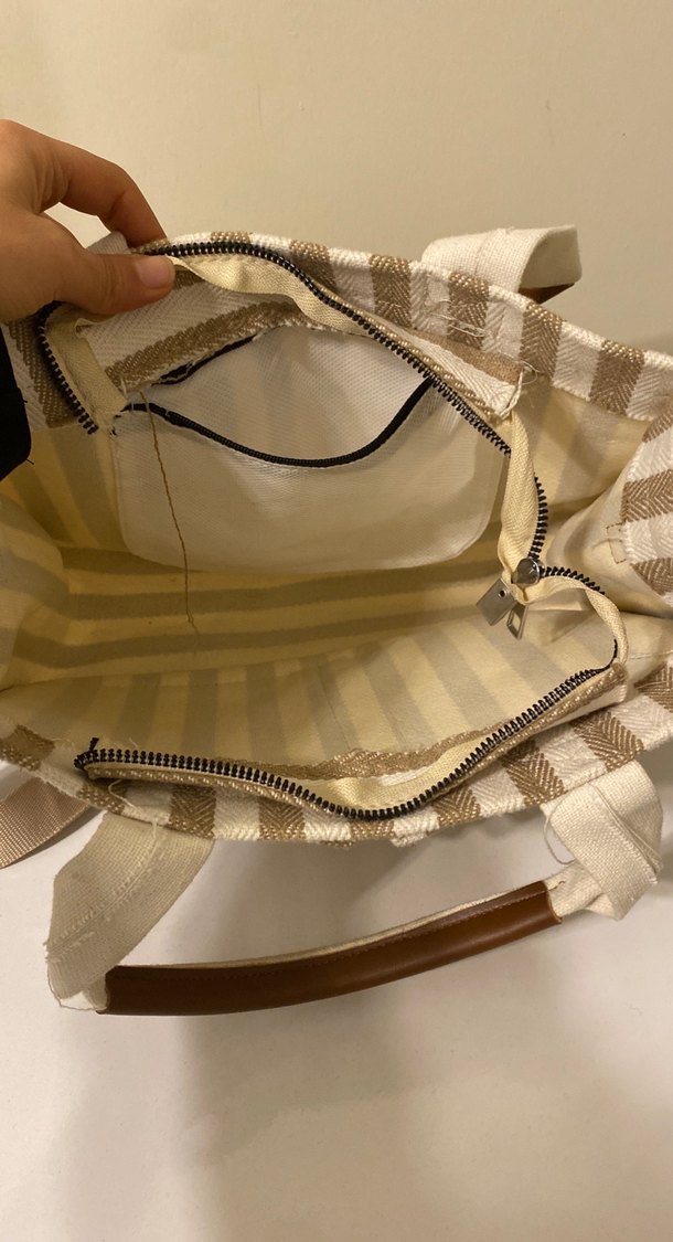 Bej Çizgili Bohem Kadın Çanta - Görsel 3