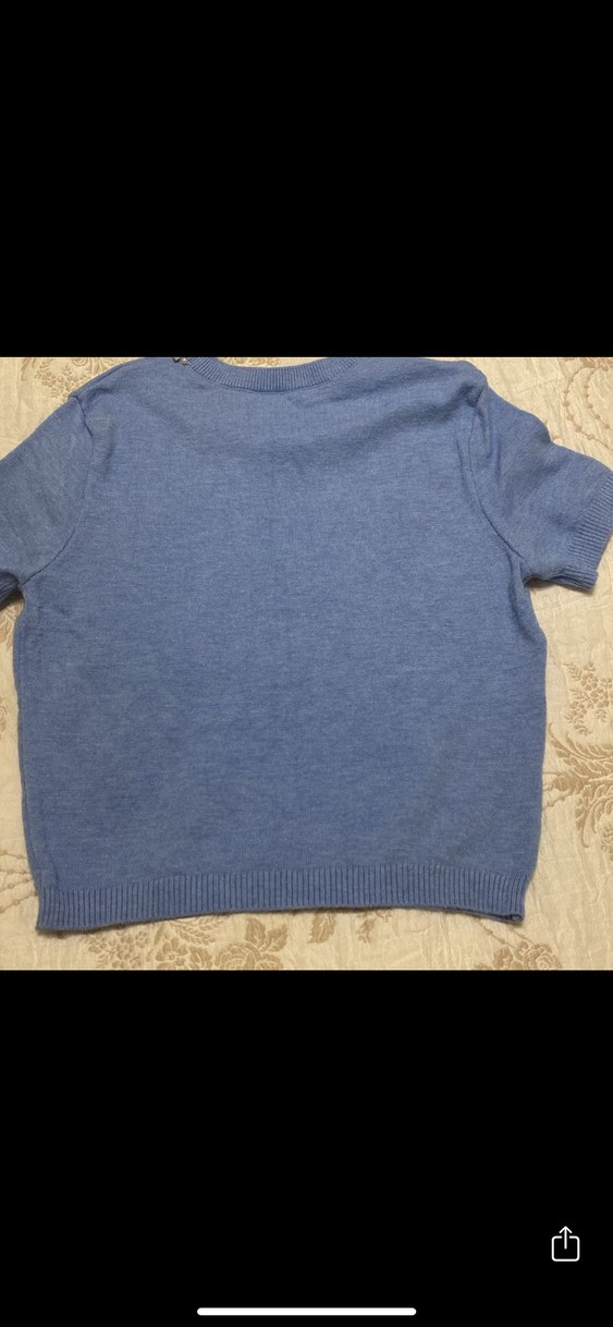 Mavi, kısa kollu, örgü  kazak - Görsel 4