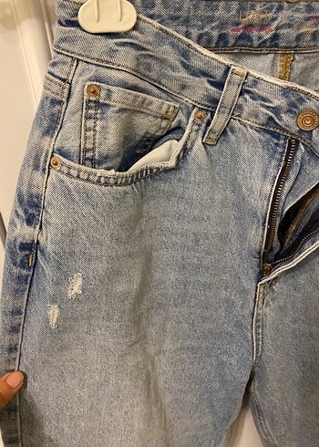 Kadın mavi Midi Bol Kesim Kot Pantolon - Görsel 2