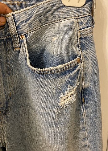 Kadın mavi Midi Bol Kesim Kot Pantolon - Görsel 4