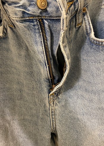 Kadın mavi Midi Bol Kesim Kot Pantolon - Görsel 3