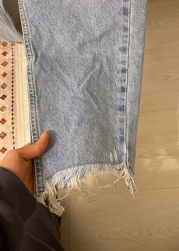 Kadın mavi Midi Bol Kesim Kot Pantolon - Görsel 5