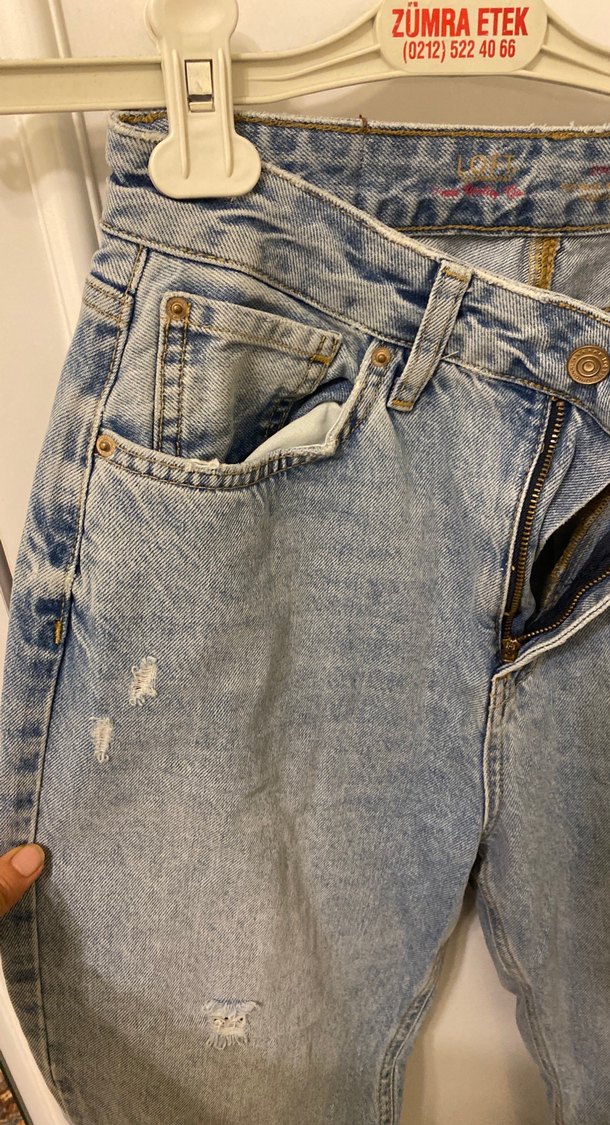 Kadın mavi Midi Bol Kesim Kot Pantolon - Görsel 2