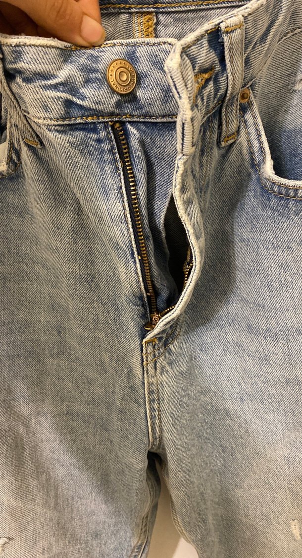 Kadın mavi Midi Bol Kesim Kot Pantolon - Görsel 3