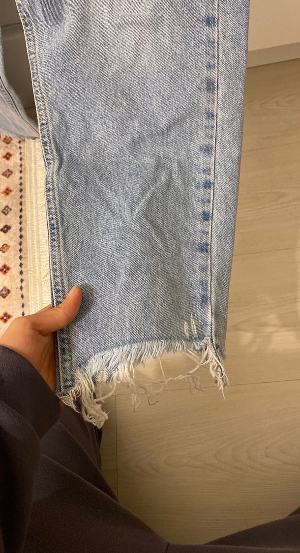 Kadın mavi Midi Bol Kesim Kot Pantolon - Görsel 5