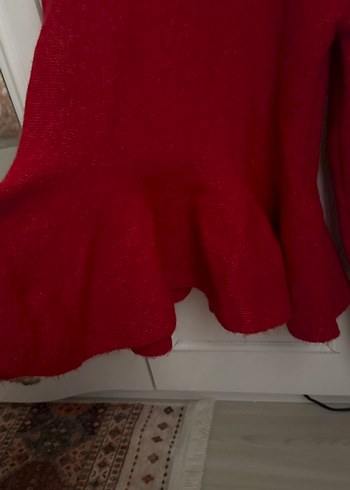 Kırmızı, Uzun Kollu, Triko Kadın Kazak - Görsel 4