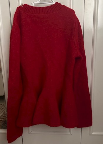 Kırmızı, Uzun Kollu, Triko Kadın Kazak - Görsel 5