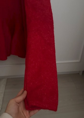 Kırmızı, Uzun Kollu, Triko Kadın Kazak - Görsel 3