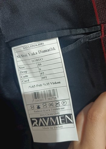 46 Beden bordo Renk Klasik Bordo Damatlık Takım Elbise