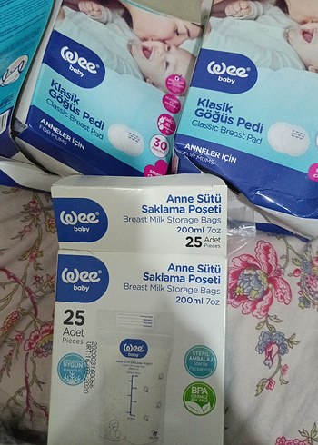 göğüs pedi ve anne sütü saklama poşeti