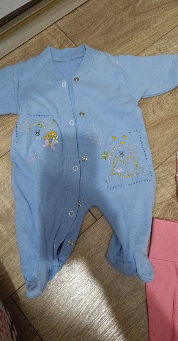 Nakışlı, uzun kollu, örme bebek kız tulum seti - Görsel 2