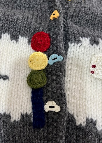 Nakışlı Gri Erkek Çocuk Örme Süveter - Görsel 2