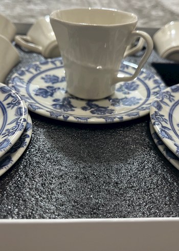 Koyu Mavi Desenli 6'lı Kahve Fincan Takımı - Görsel 3