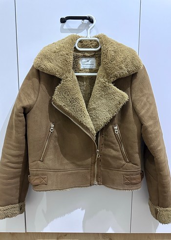 Stradivarius Kürklü Süet Kadın Ceket - Görsel 4