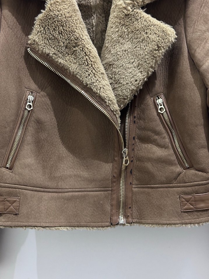 Stradivarius Kürklü Süet Kadın Ceket - Görsel 5