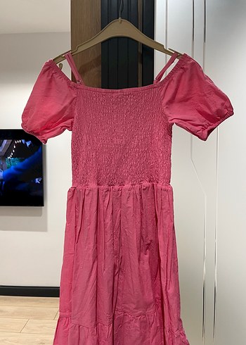 diğer Beden pembe Renk Pembe Midi Bohem Renkli Elbise