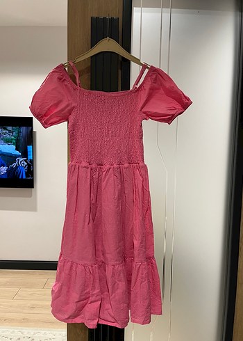 Pembe Midi Bohem Renkli Elbise