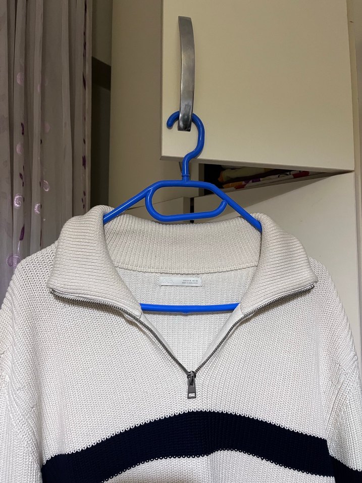 Yarım Fermuarlı Çizgili Kazak zara - Görsel 2