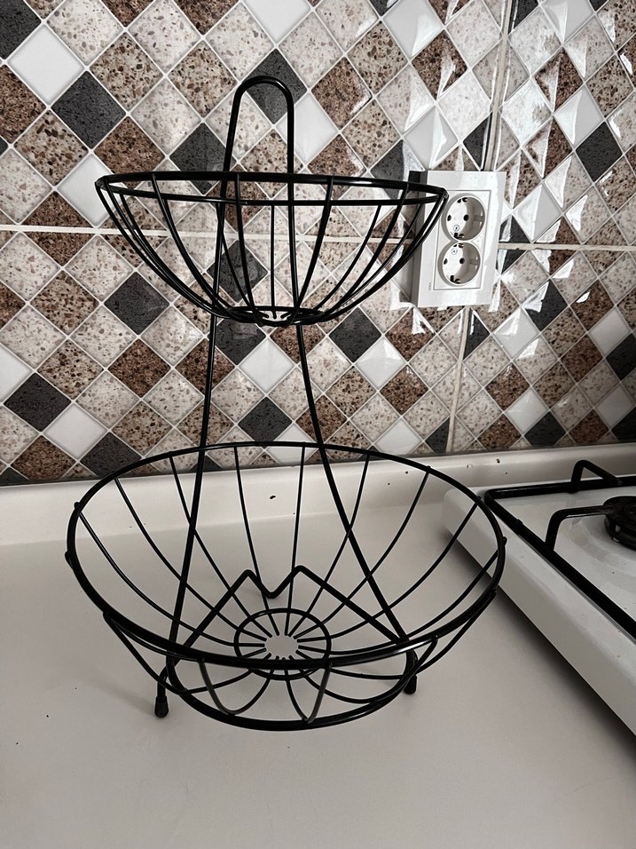 Siyah Metal 2 Katlı Meyve Sepeti - Görsel 2