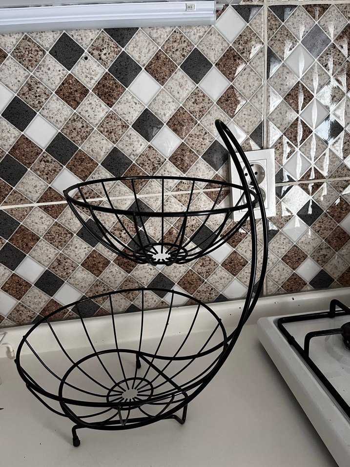 Siyah Metal 2 Katlı Meyve Sepeti - Görsel 3