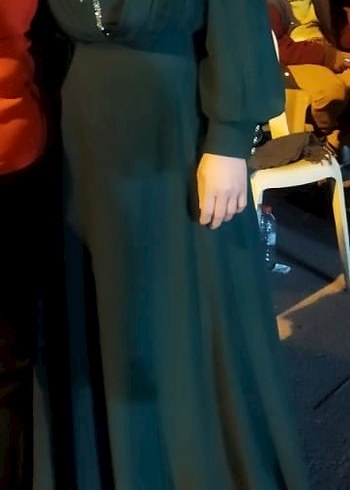 Yeşil Drapeli Uzun Abiye Elbise - Görsel 2