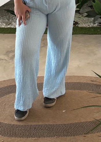 Mavi Piliseli Rahat Kadın Pantolon - Görsel 2