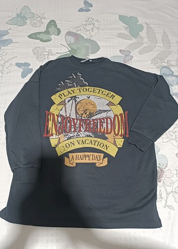Diğer Gri Baskılı Kadın Sweatshirt