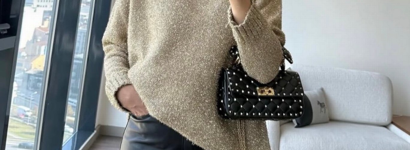 Boğazlı Camel Triko Kadın Kazak - Görsel 2