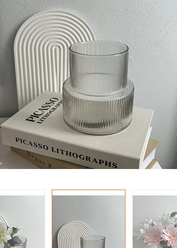 Gri Renkli Modern Cam Vazo - Görsel 2