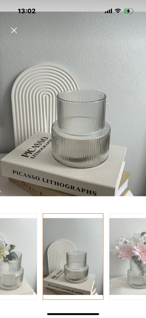 Gri Renkli Modern Cam Vazo - Görsel 2