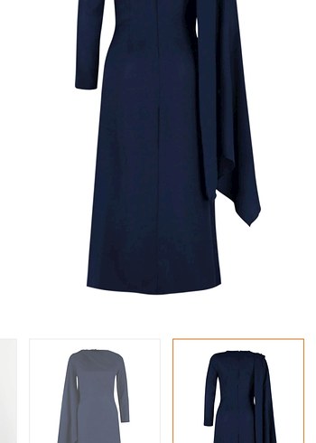 Kadın Lacivert Uzun Kollu Uzun Elbise - Görsel 2